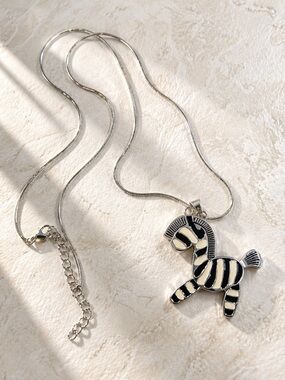 Zebra Pendant Necklace